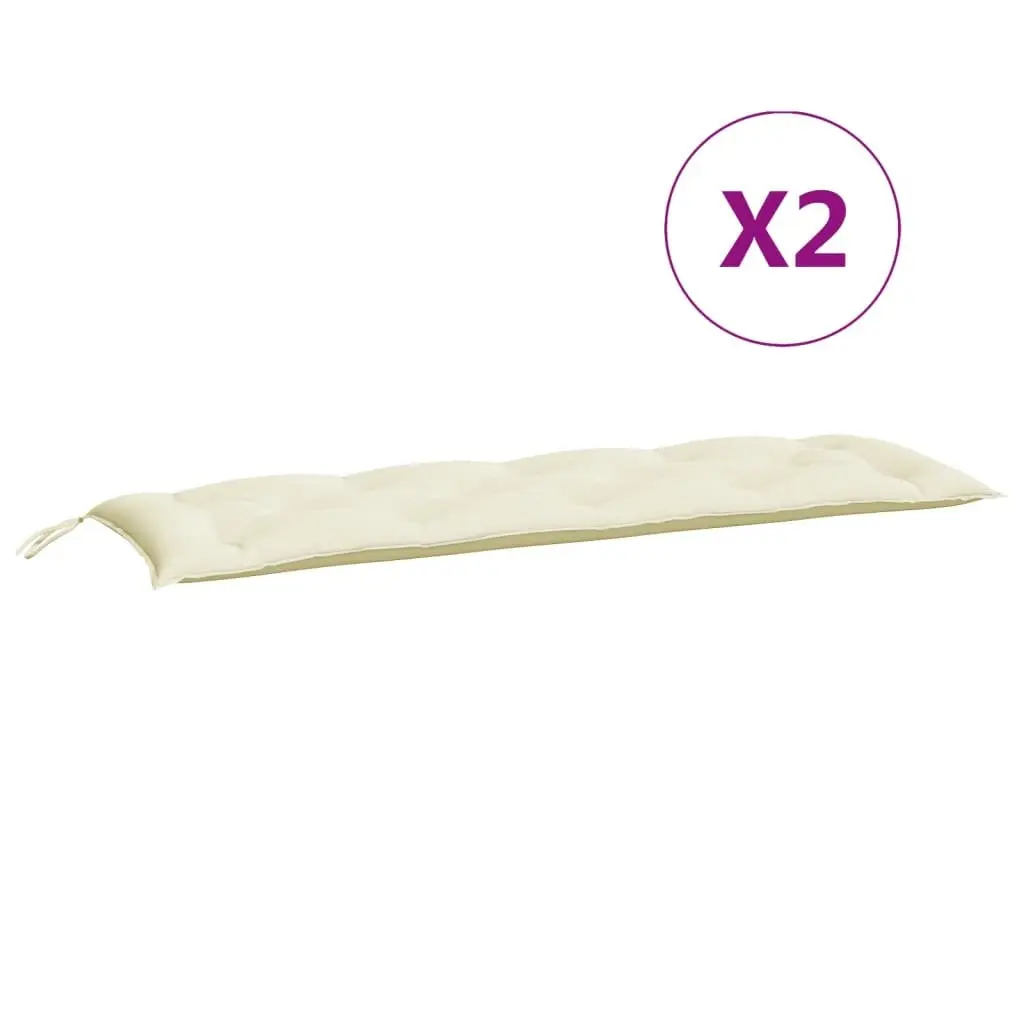 Garden Bench Cushions Cream 150 x 50 x 7 cm Water Resistant 2 Pieces