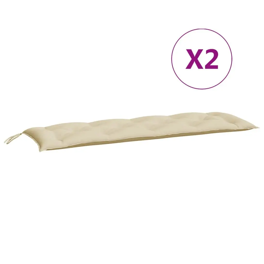 Garden Bench Cushions Beige 150 x 50 x 7 cm Oxford Fabric Hollow Fibre Filling 2 Pieces