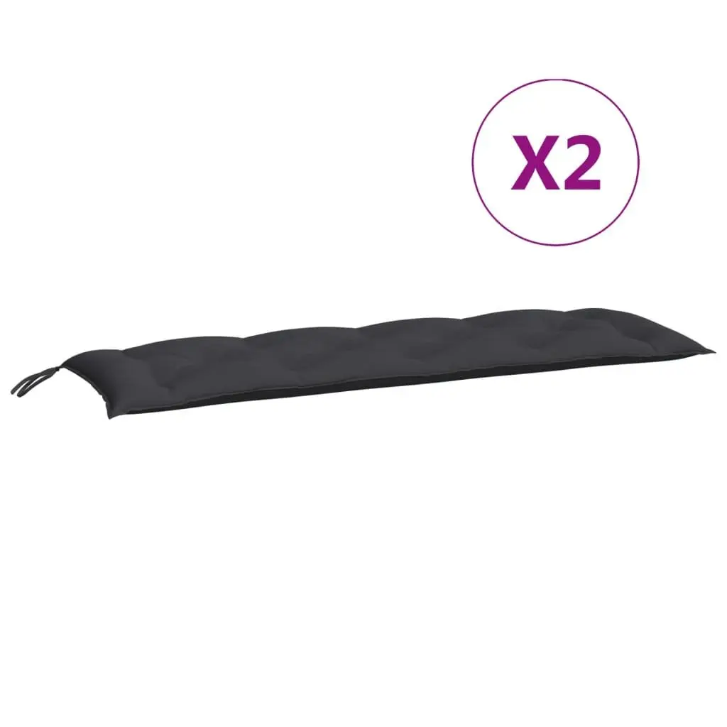 Garden Bench Cushions Black 150x50x7cm Outdoor Seat Pad Non-slip Ropes