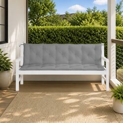 Concise Comfort: 2pc Grey Garden Bench Cushions