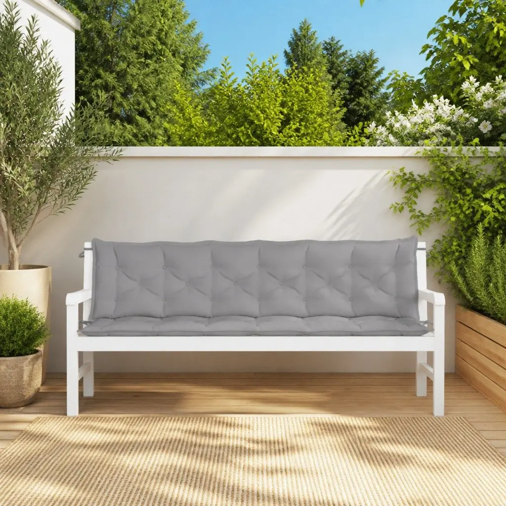 Garden Bench Cushions Grey 200x50x7cm Outdoor Seat Pads Water Resistant 2 Piece