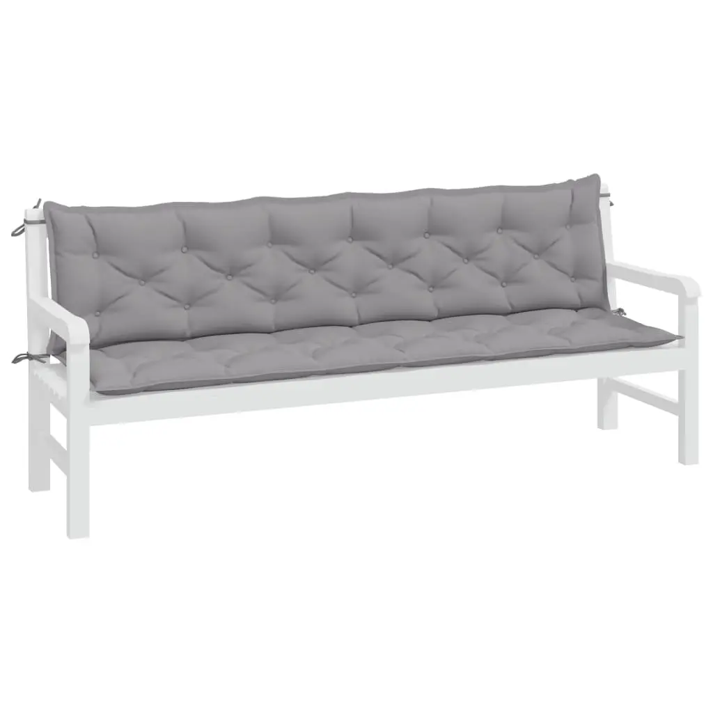 Garden Bench Cushions Grey 200x50x7cm Outdoor Seat Pads Water Resistant 2 Piece