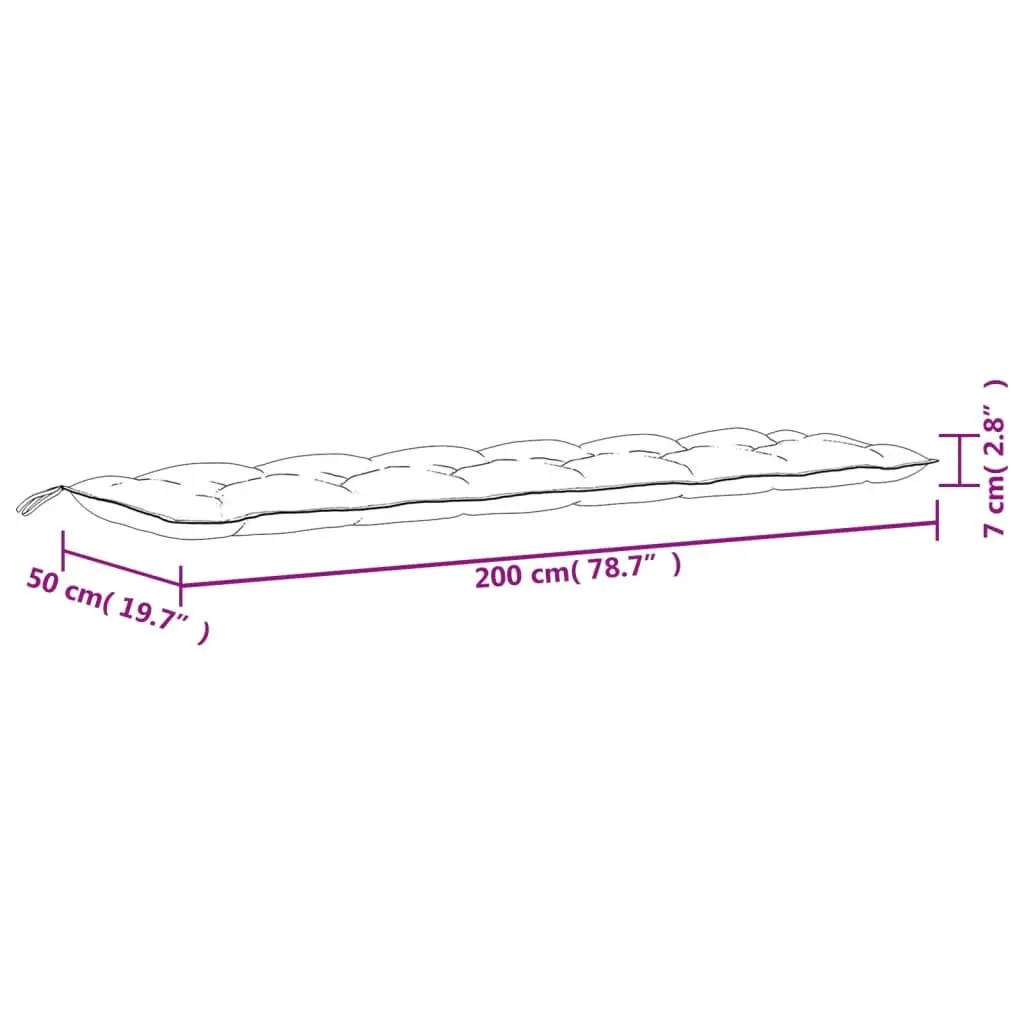 Garden Bench Cushions Grey 200x50x7cm Outdoor Seat Pads Water Resistant 2 Piece