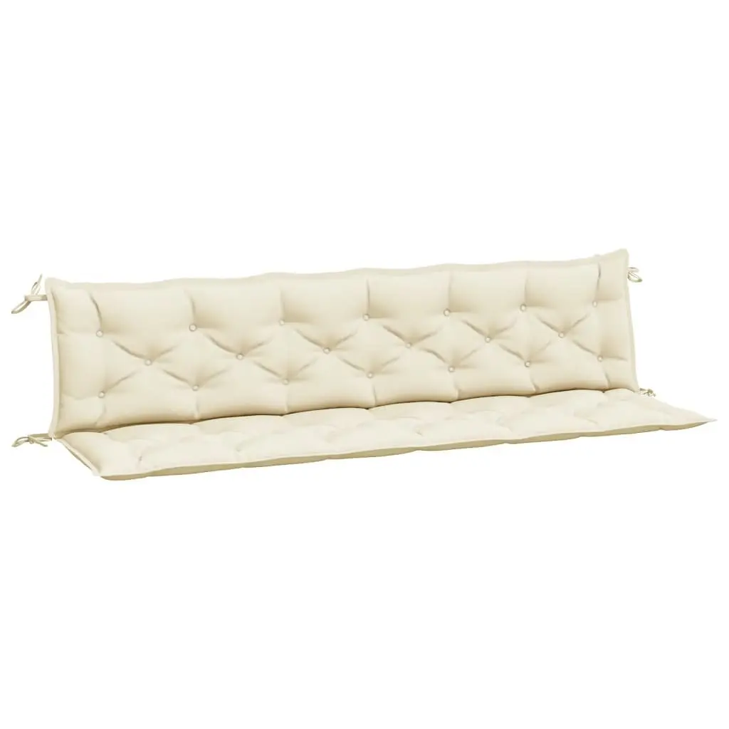 Garden Bench Cushions Cream 200 x 50 x 7 cm Water Resistant Oxford Fabric 2 Piece