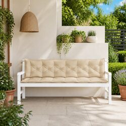 Garden Bench Cushions 2 Pcs Outdoor Patio Seat Pad Beige Water-Resistant Cushion