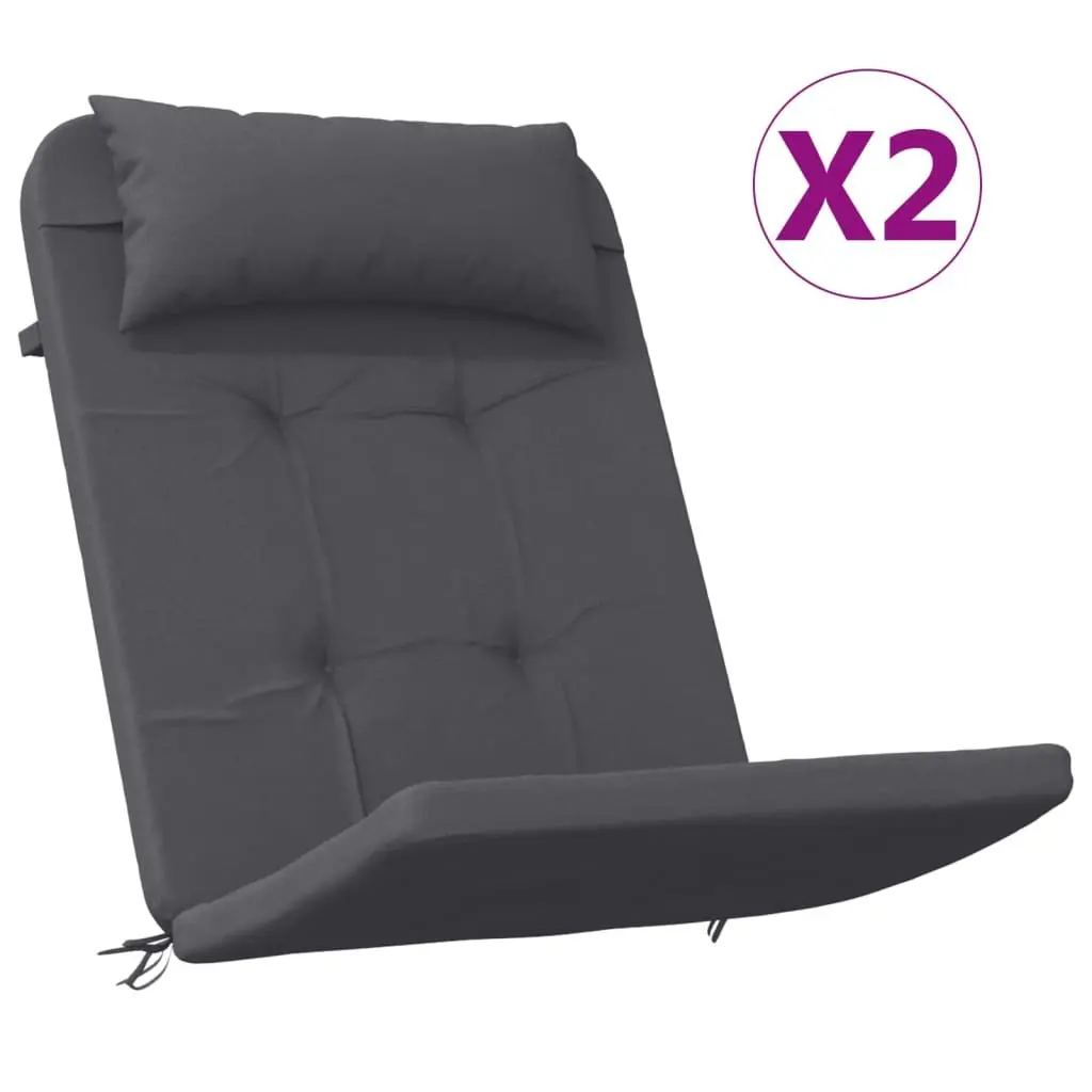 Adirondack Chair Cushions Anthracite 2 pcs Oxford Fabric Outdoor Water-Resistant Non-Slip