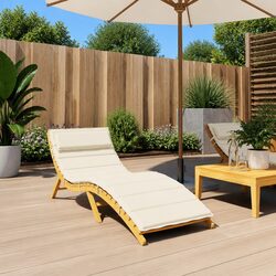 Sun Lounger Cushion Cream Outdoor Garden Patio Chair Pad Water-Resistant Oxford
