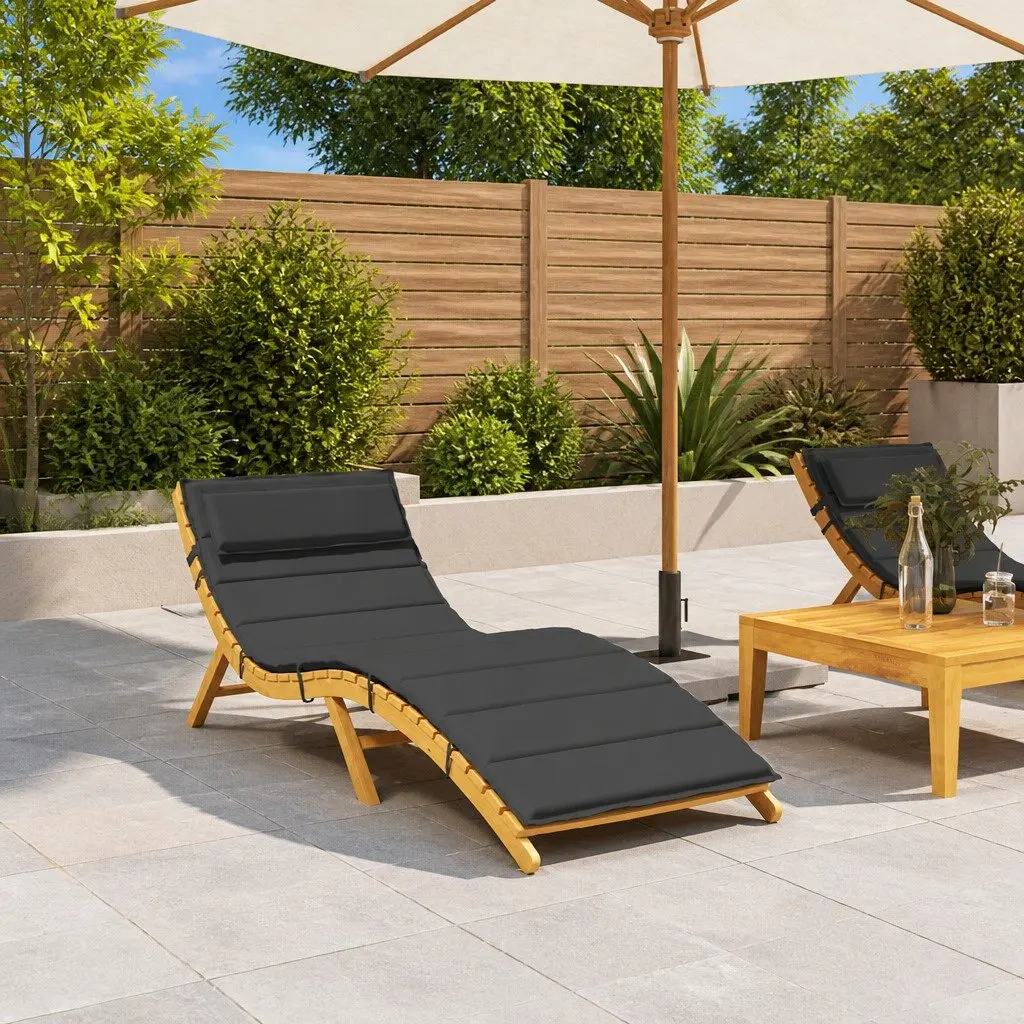 Sun Lounger Cushion Black Outdoor Garden Patio Chair Seat Pad 180x60x4cm