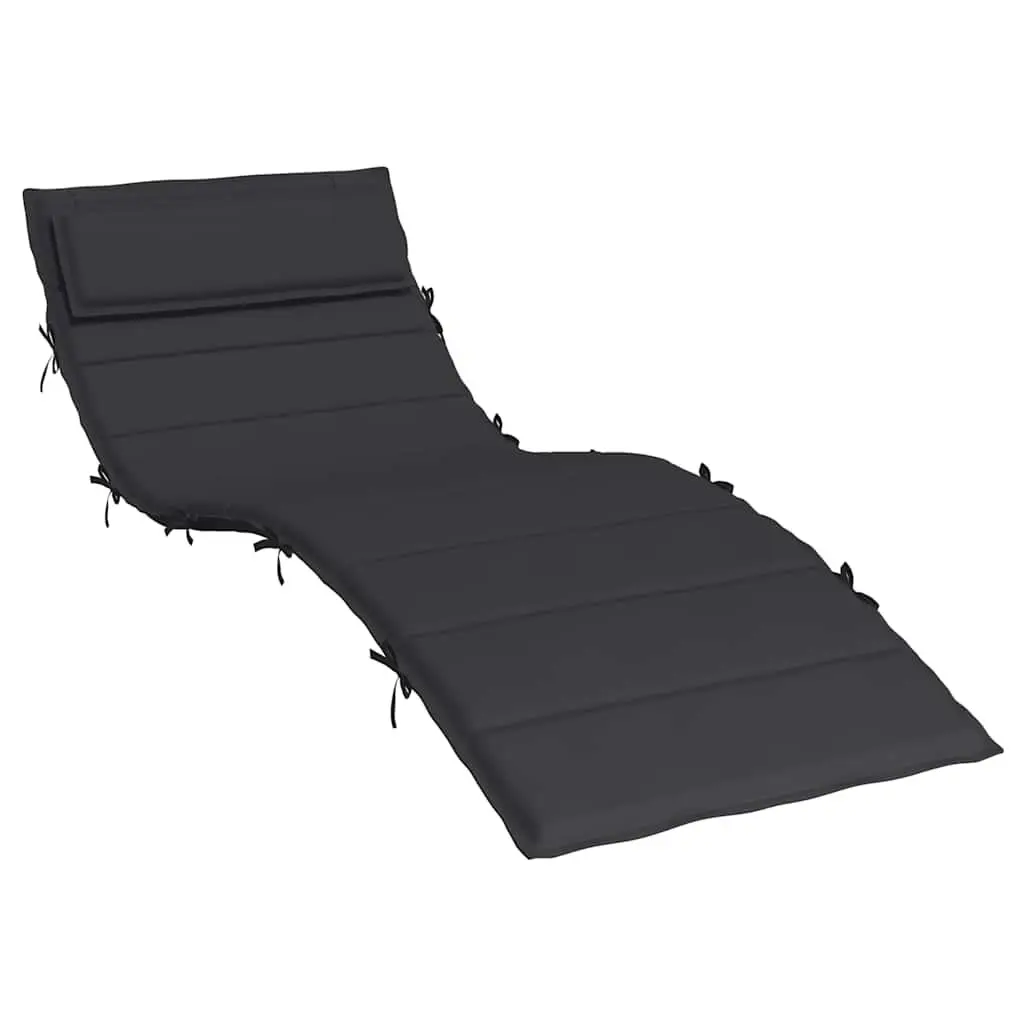Sun Lounger Cushion Black Outdoor Garden Patio Chair Seat Pad 180x60x4cm