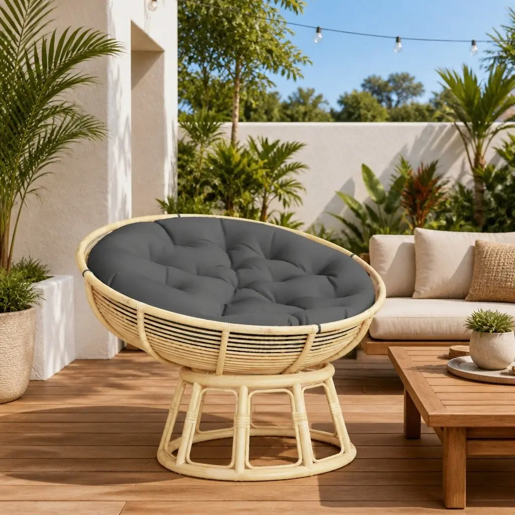 Round Outdoor Cushion Anthracite Chair Pad Garden Patio Furniture Seat Pillow
