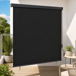 Compact Anthracite Outdoor Roller Blind, 180 x 250 cm