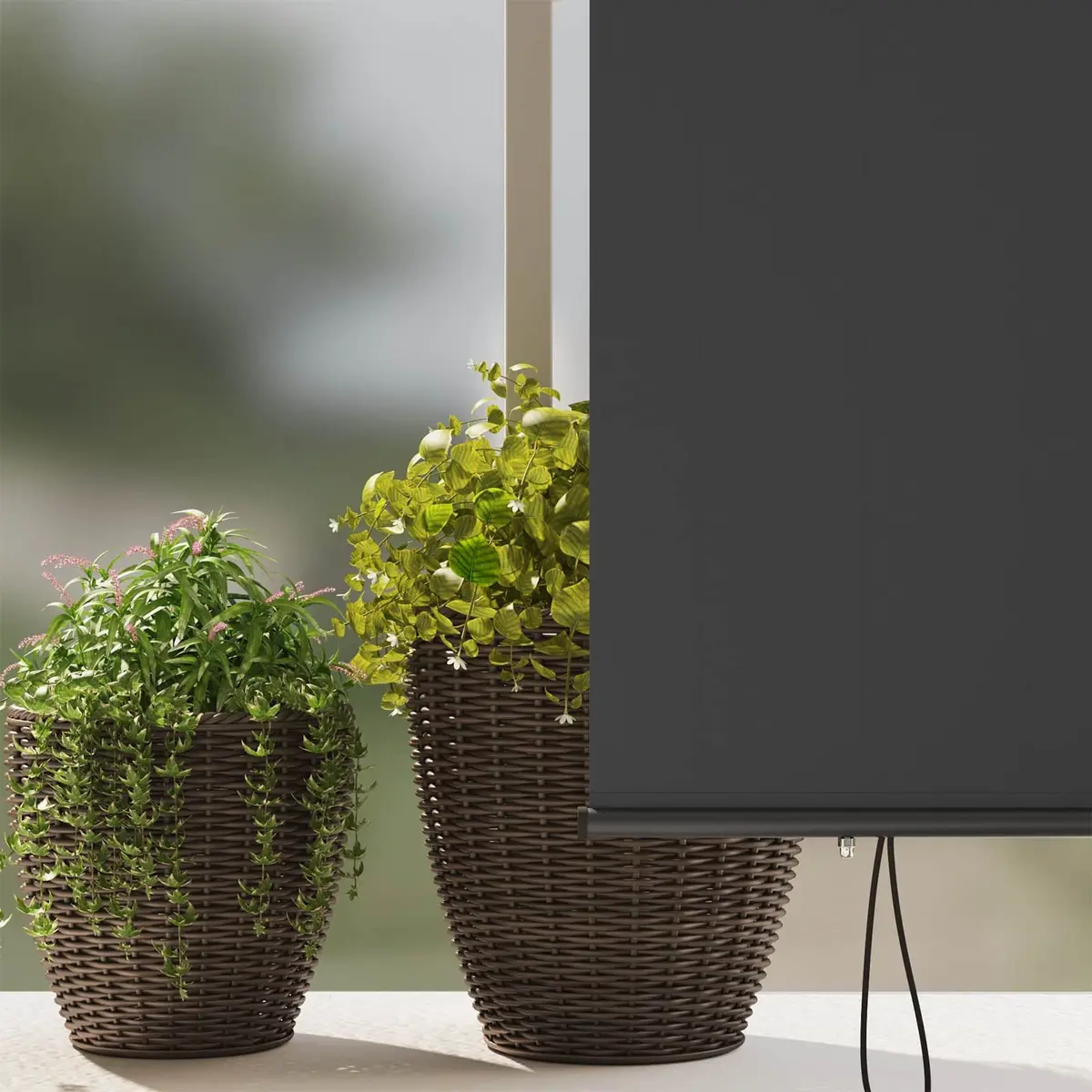 Outdoor Roller Blind Anthracite 180 x 250 cm UV Protection Manual Hand Crank