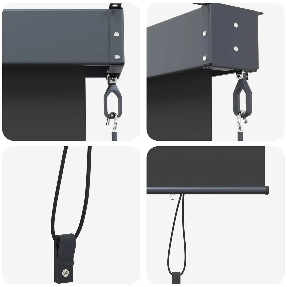 Outdoor Roller Blind Anthracite 180 x 250 cm UV Protection Manual Hand Crank