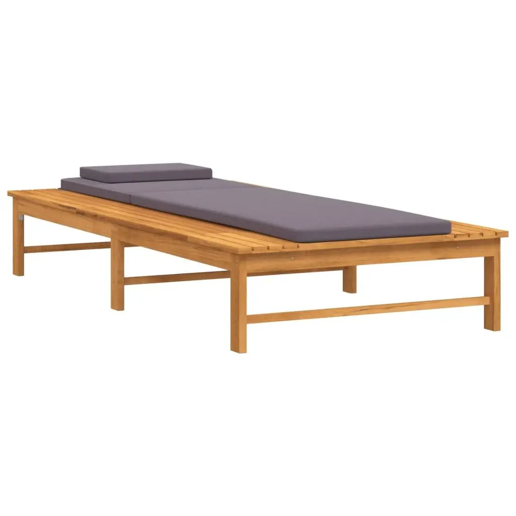 Sun Lounger with Cushion Pillow Solid Acacia Wood Adjustable Backrest Garden