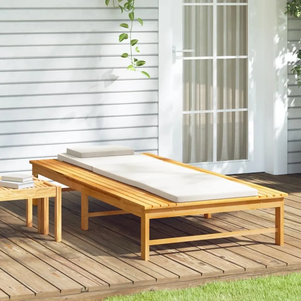 Sun Lounger Outdoor Wooden Reclining Chair Garden Patio Lounge Bed with Cushion