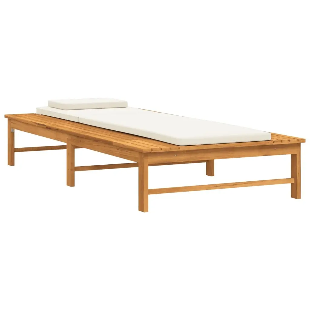 Sun Lounger Outdoor Wooden Reclining Chair Garden Patio Lounge Bed with Cushion