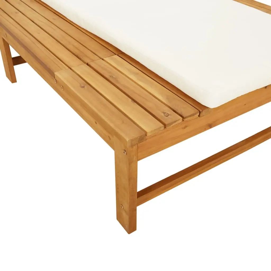 Sun Lounger Outdoor Wooden Reclining Chair Garden Patio Lounge Bed with Cushion