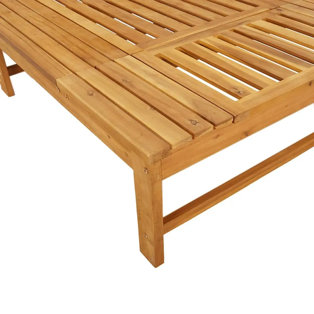 Sun Lounger Outdoor Wooden Reclining Chair Garden Patio Lounge Bed with Cushion