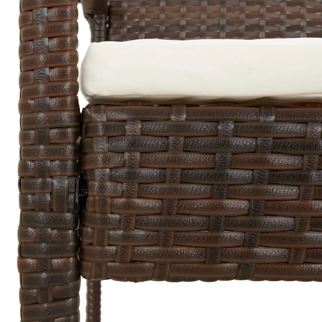 Garden Bench Brown 105cm Outdoor Seating with Cushion Poly Rattan