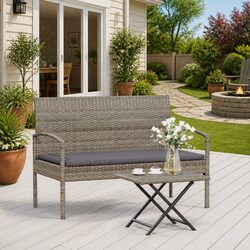 105cm Grey Outdoor Garden Bench with Cushion