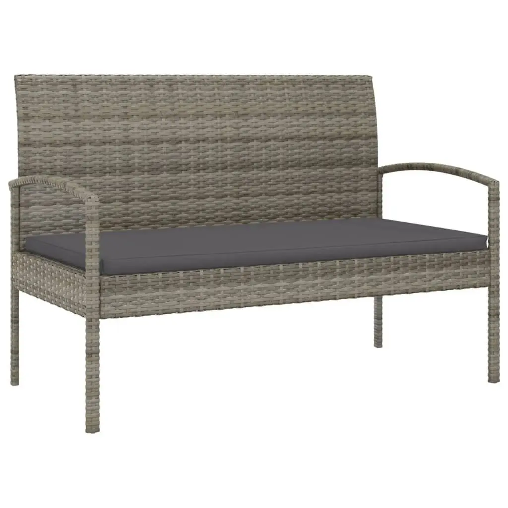 Garden Bench Grey 105cm Outdoor Seating Poly Rattan with Cushion
