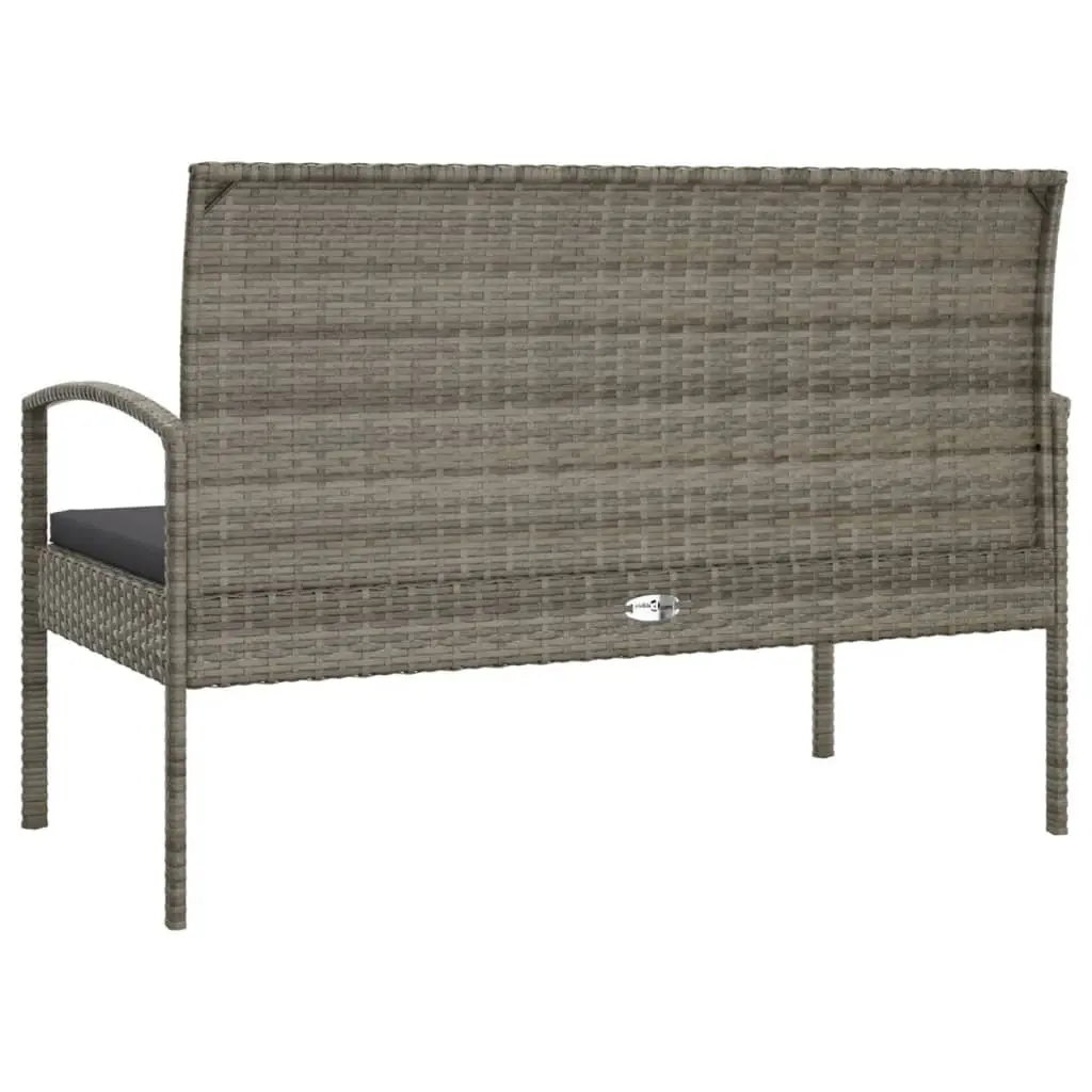 Garden Bench Grey 105cm Outdoor Seating Poly Rattan with Cushion