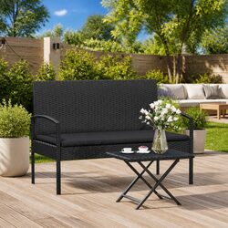 Black Garden Bench for Outdoor Comfort