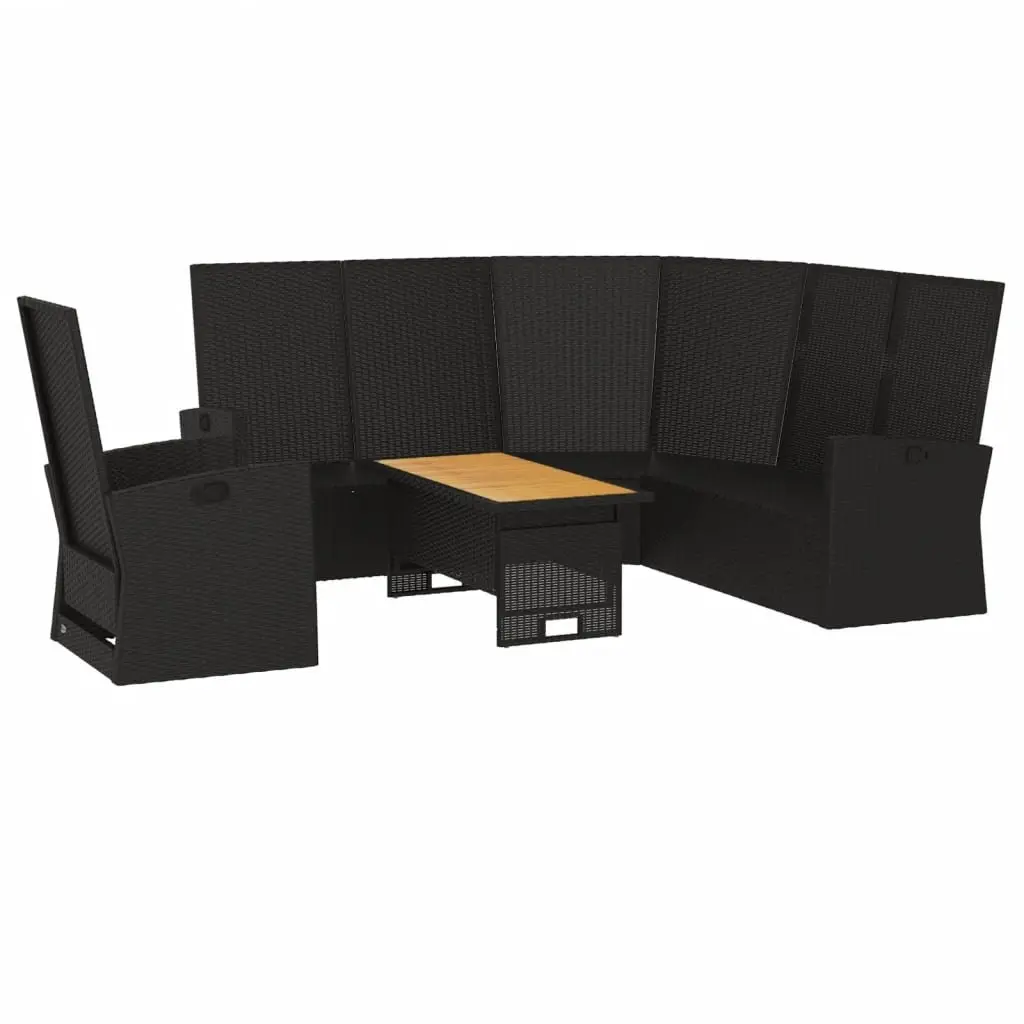 Garden Lounge Set 3 Piece Outdoor Furniture Black Poly Rattan Patio Seating