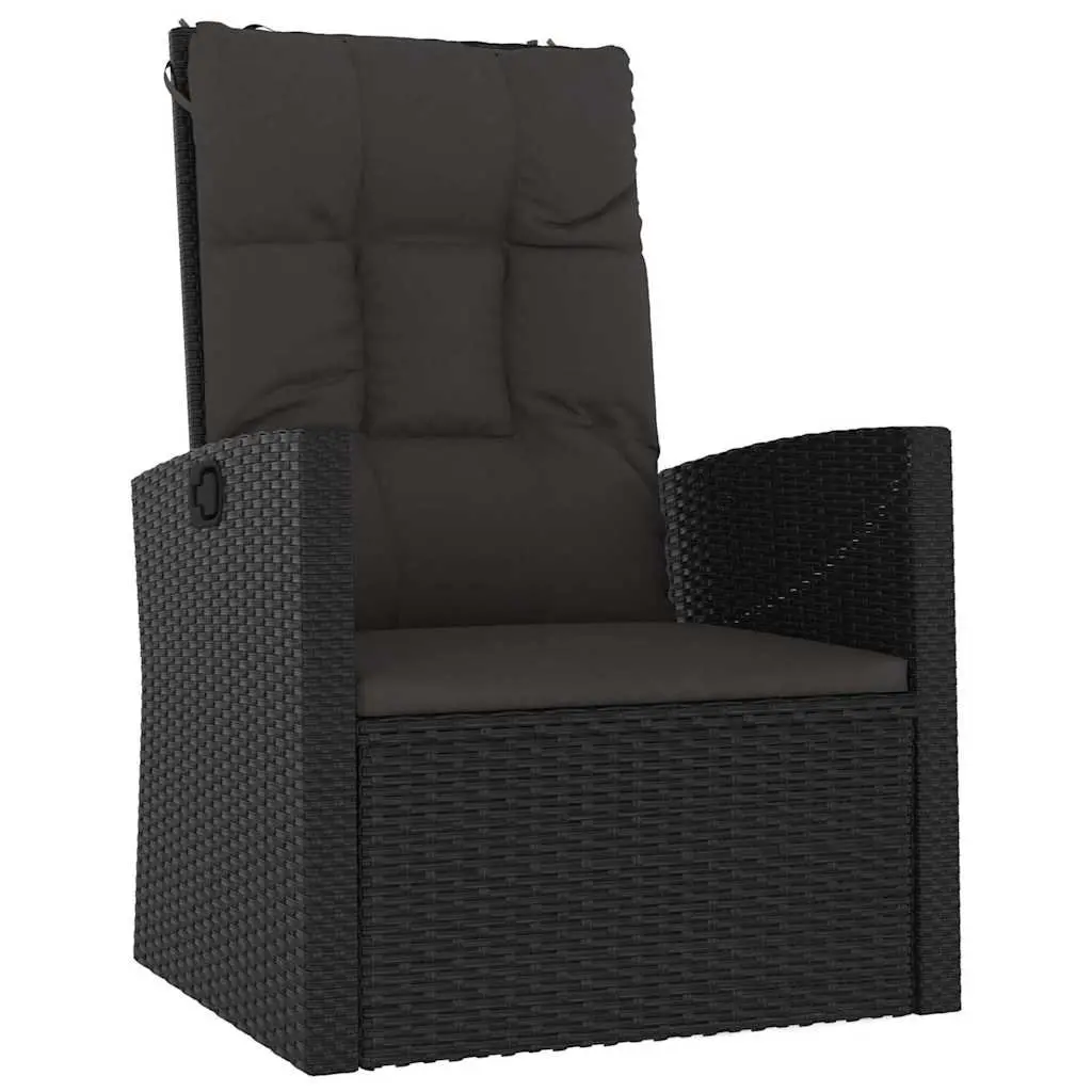 Garden Lounge Set 3 Piece Outdoor Furniture Black Poly Rattan Patio Seating