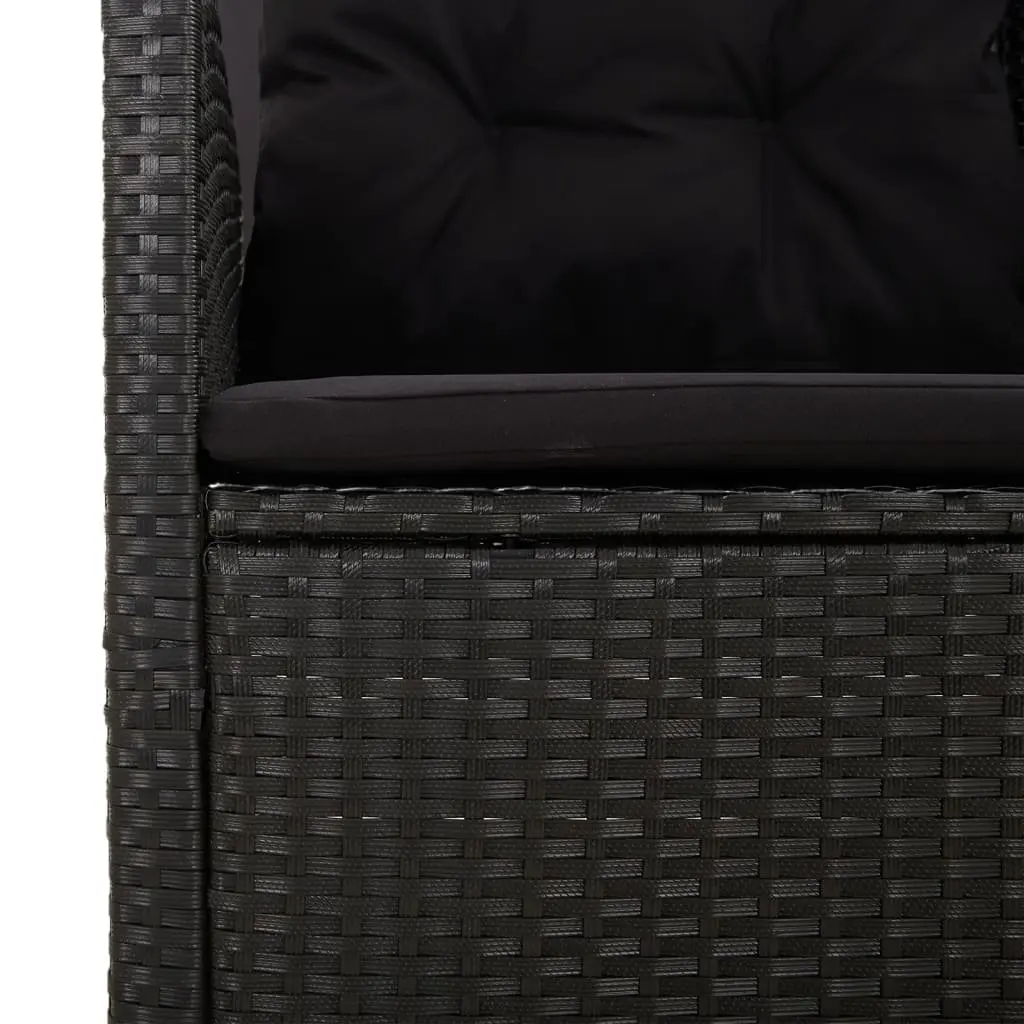 Garden Lounge Set 3 Piece Outdoor Furniture Black Poly Rattan Patio Seating