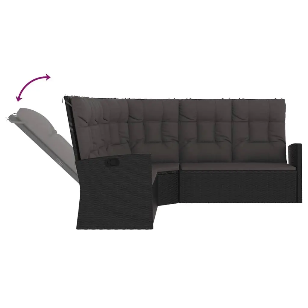 Garden Lounge Set 3 Piece Outdoor Furniture Black Poly Rattan Patio Seating