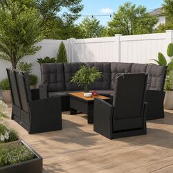 4 Piece Black Lounge Set for Outdoor Relaxation