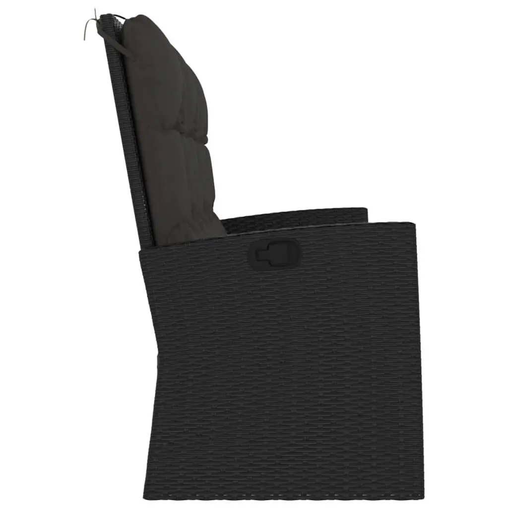 Reclining Garden Bench Black 173cm Adjustable Backrest Cushions Outdoor Seating