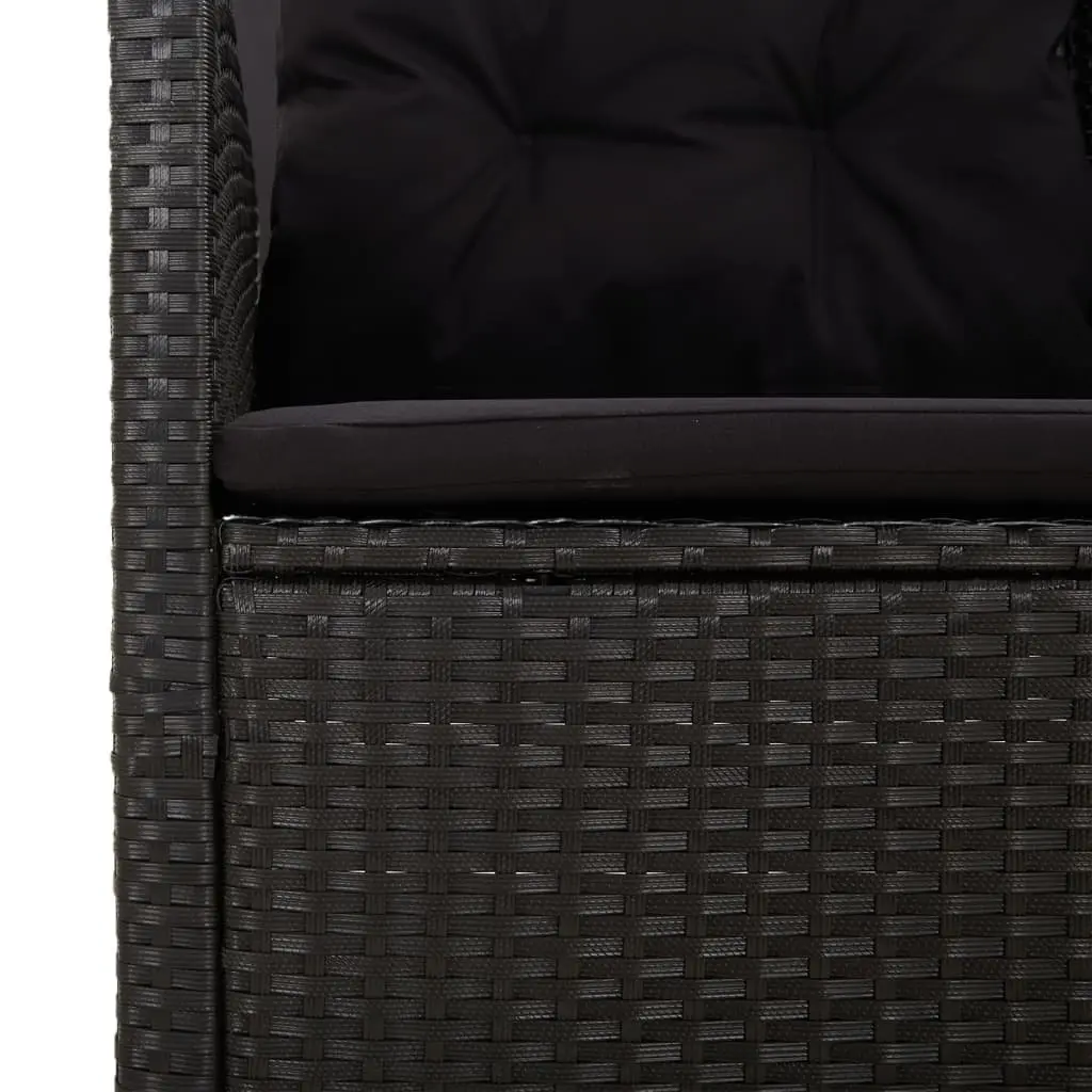 Reclining Garden Bench Black 173cm Adjustable Backrest Cushions Outdoor Seating
