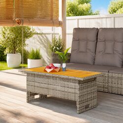 Garden Table Lift-Top Outdoor Patio Furniture Solid Wood Acacia Poly Rattan