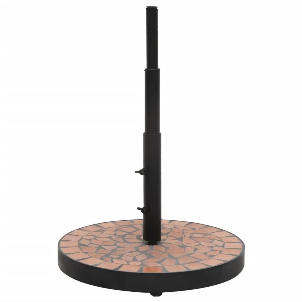Parasol Base Round Brown Iron Adjustable Knobs Ceramic Tile Surface