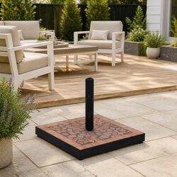 Parasol Base Square Brown Terracotta Outdoor Umbrella Stand Weight Patio