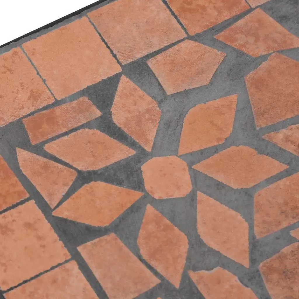 Square Brown Iron Parasol Base with Ceramic Tile Surface Outdoor Umbrella Stand