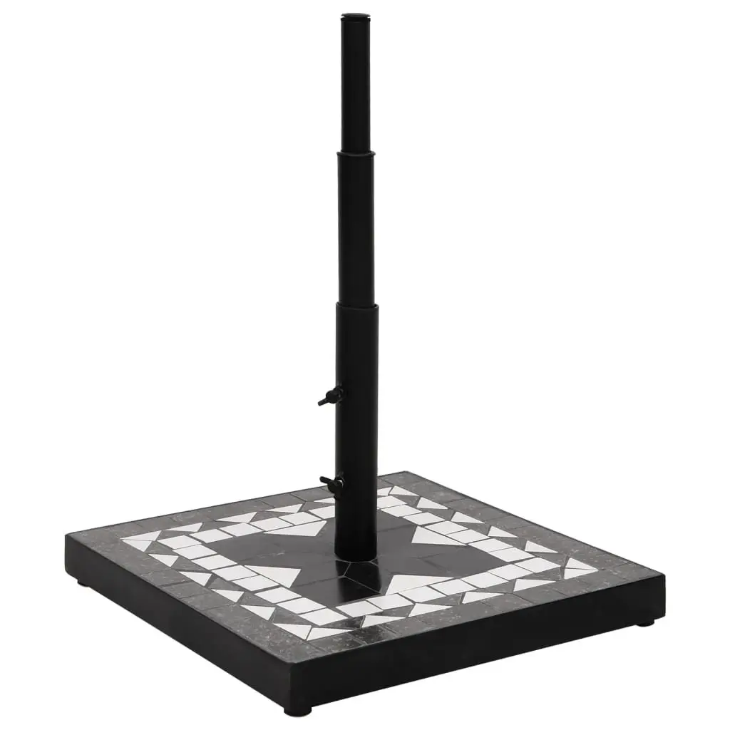Outdoor Parasol Base Square Black Iron Frame Ceramic Tile Surface 12kg