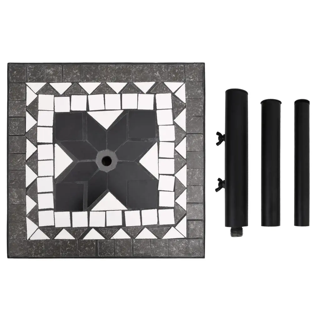 Outdoor Parasol Base Square Black Iron Frame Ceramic Tile Surface 12kg