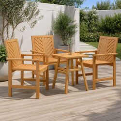Charming Set of 3 Outdoor Dining Chairs in Brown