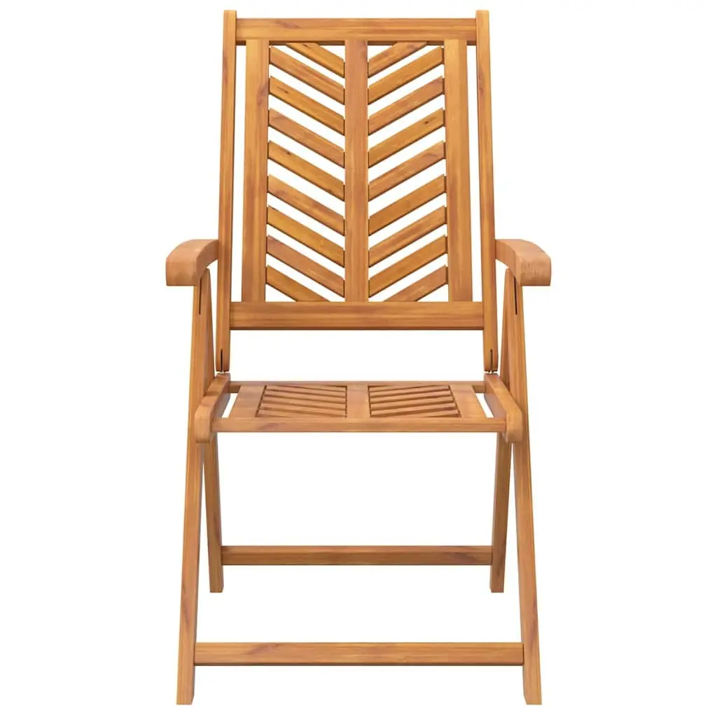 Outdoor Reclining Garden Chairs Brown Solid Wood Acacia 2 Pieces Chevron Pattern