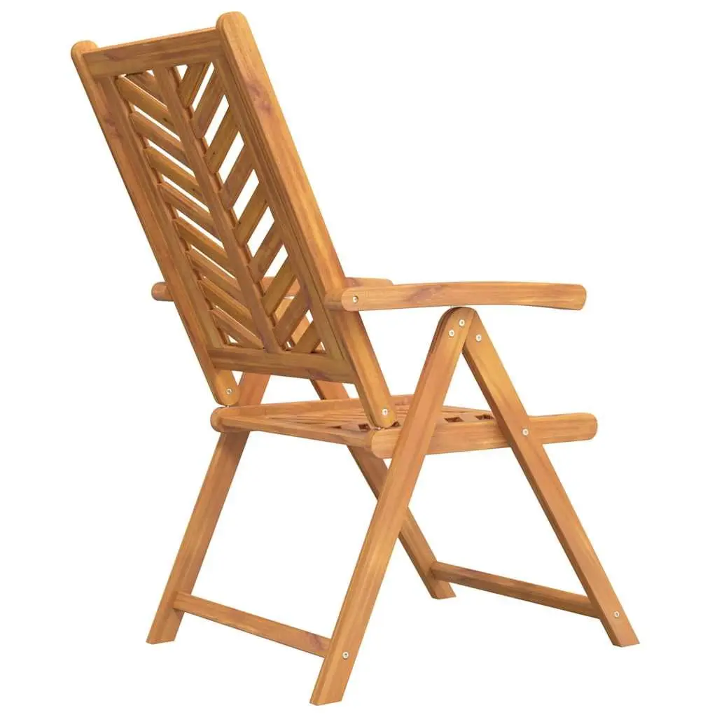Outdoor Reclining Garden Chairs Brown Solid Wood Acacia 2 Pieces Chevron Pattern