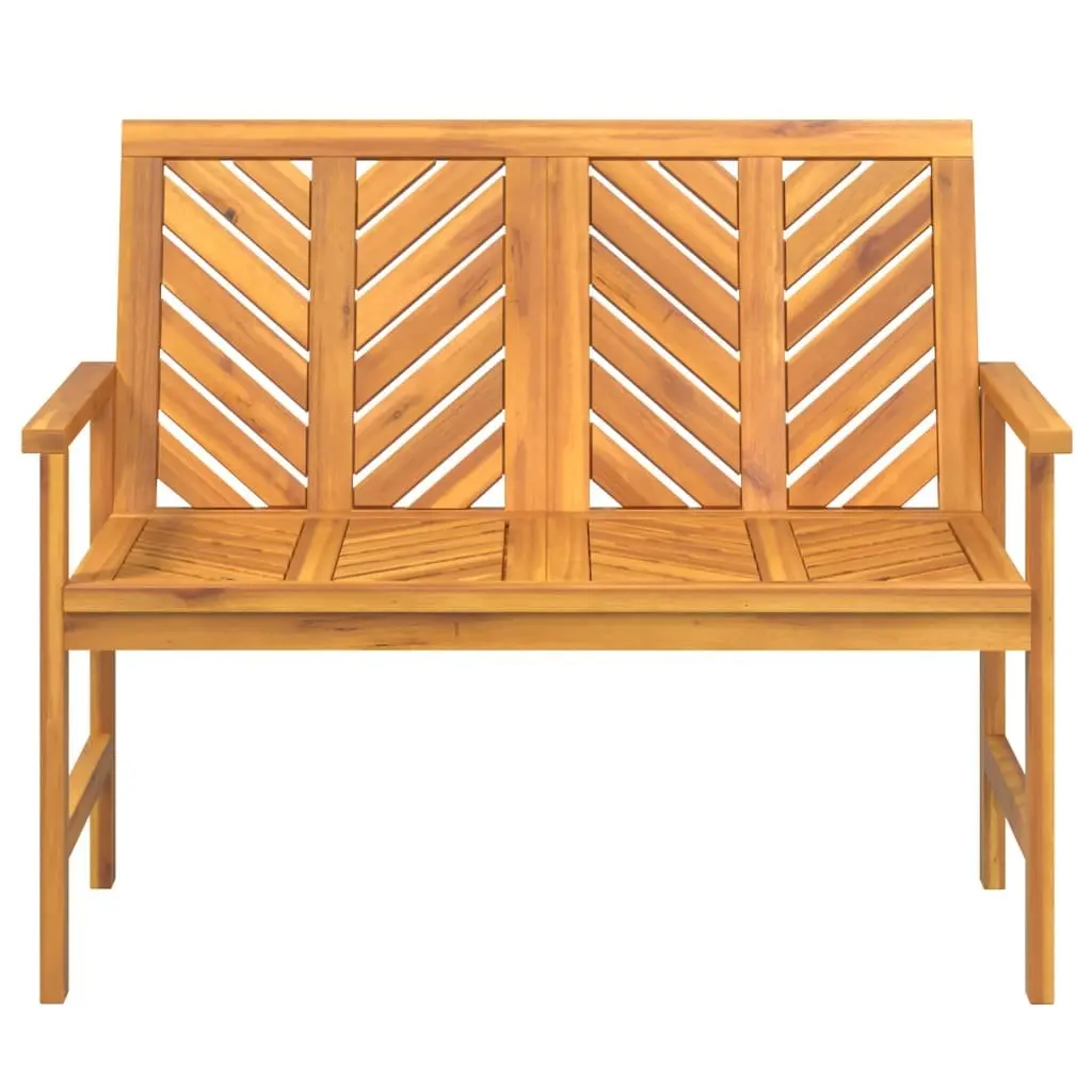 Outdoor Garden Bench Brown 109cm Solid Wood Acacia Chevron Backrest Armrests
