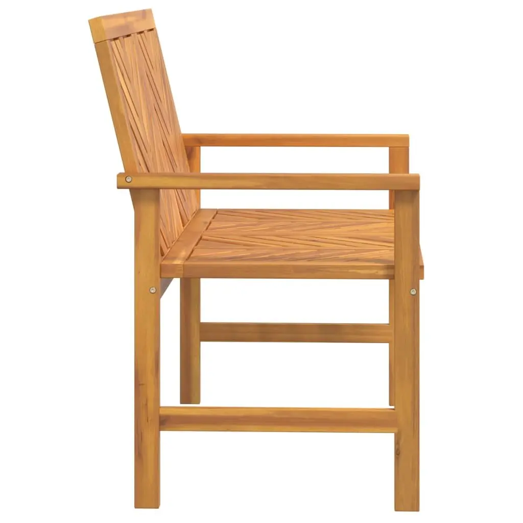 Outdoor Garden Bench Brown 109cm Solid Wood Acacia Chevron Backrest Armrests