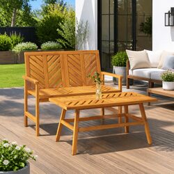 Compact and Stylish 2 Piece Acacia Lounge Set
