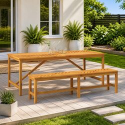 Garden Bench 180cm Outdoor Seating Wooden Slat Design Brown Patio Furniture