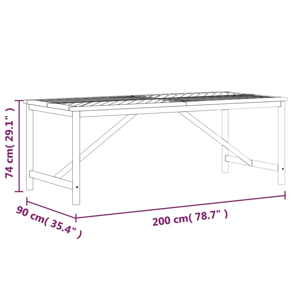 Garden Dining Table 200x90x74cm Outdoor Patio Furniture Solid Wood Acacia Brown