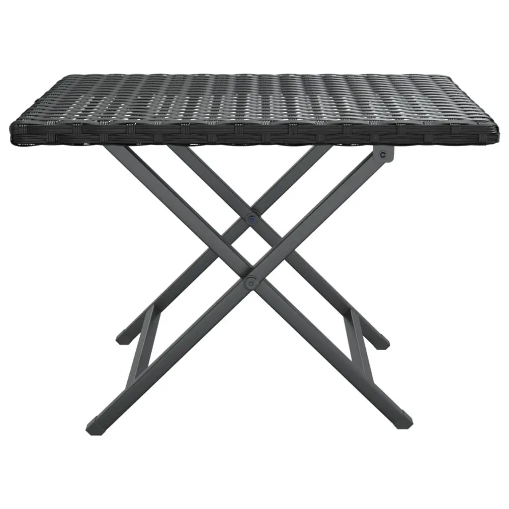 Folding Table Black 45x35x32 cm Outdoor Garden Patio Furniture Poly Rattan