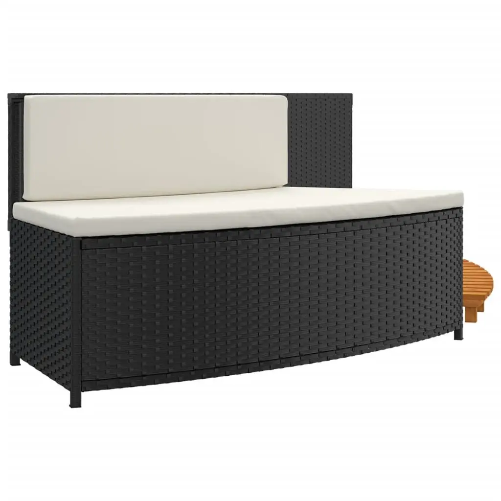 Hot Tub Surround Black Acacia Wood Rattan Storage Bench Spa Step Outdoor